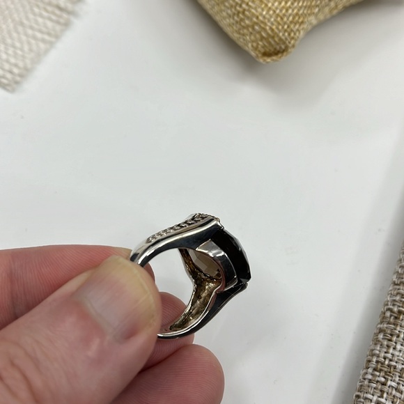 Stunning Smoky Quartz Statement Ring - Sterling Silver with Gold Accents - Picture 14 of 15